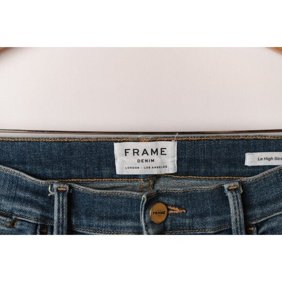 FRAME Denim Women's Sz 31 Le High Straight Raw Hem Distressed Jeans Medium Wash - Picture 2 of 13